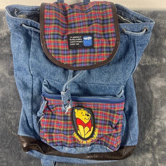 Disney Other - Rare Y2K Disney Winnie-The-Pooh Hunny in my Tummy Slouchy Denim Backpack